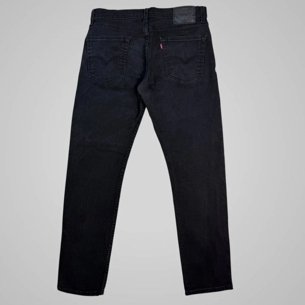 Levis 502 Regular Taper Jeans Mens 33x31 Faded Black‎ Denim Stretch Pants